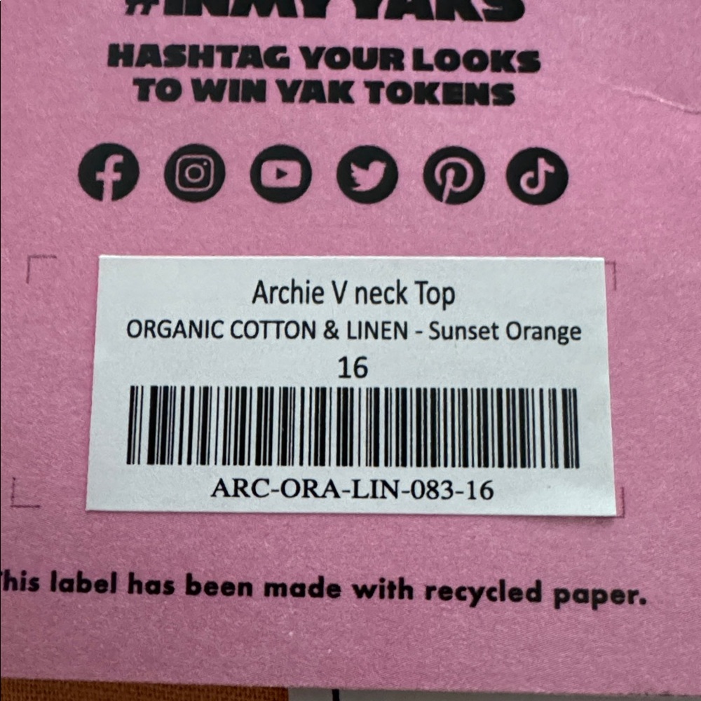 NWT Lucy & Yak Archie V-Neck Top Orange Size UK16 US12 - Picture 8 of 11